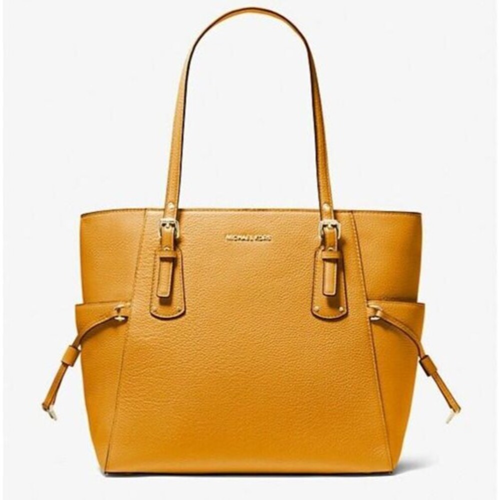 New Michael Kors Voyager Pebbled Leather Tote Bag Marigold